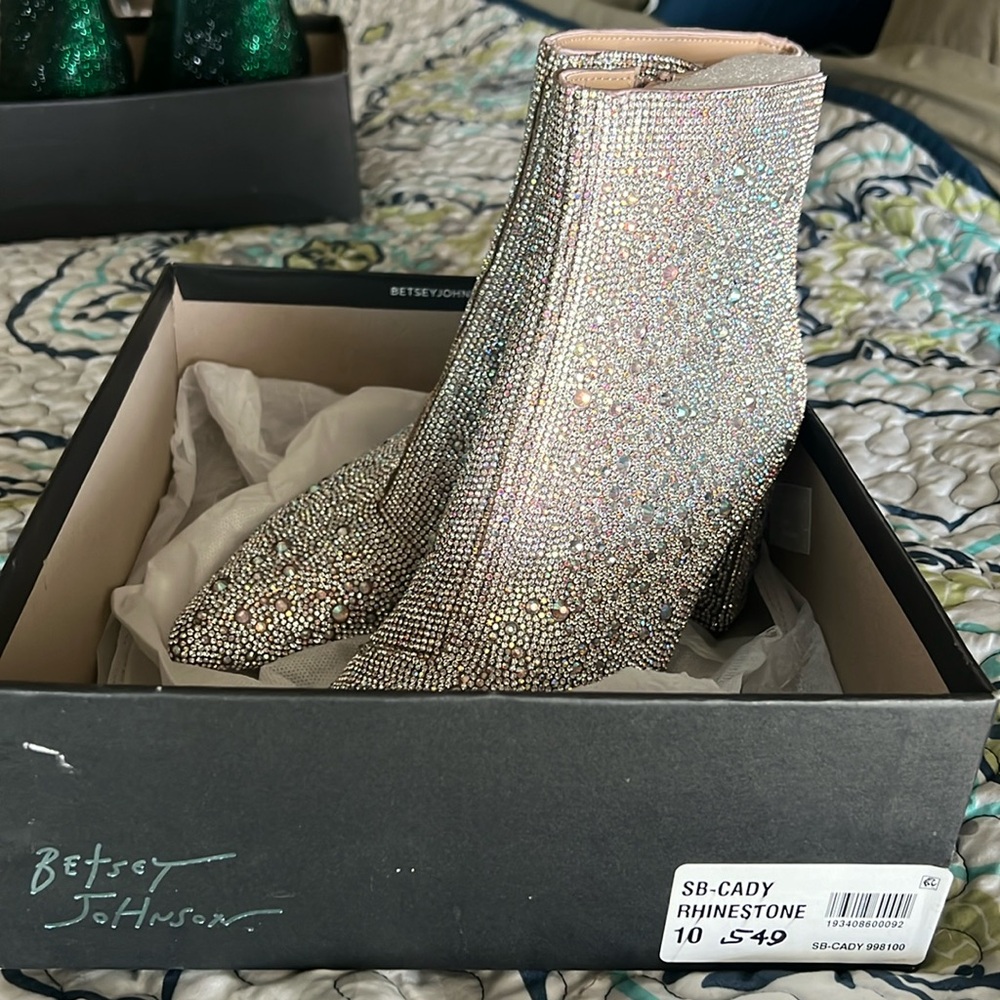 Betsey Johnson Cady Rhinestone Boots size 10M
